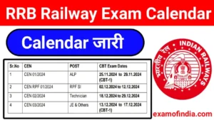 RRB Railway Exam Calendar 2024