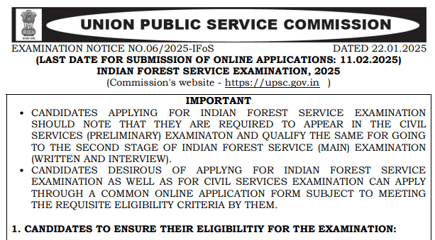 UPSC Indian Forest Service 2025